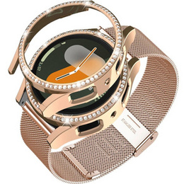 Pasek Bransoleta Milanese + Etui do Samsung Galaxy Watch 7 40mm, Różowe złoto