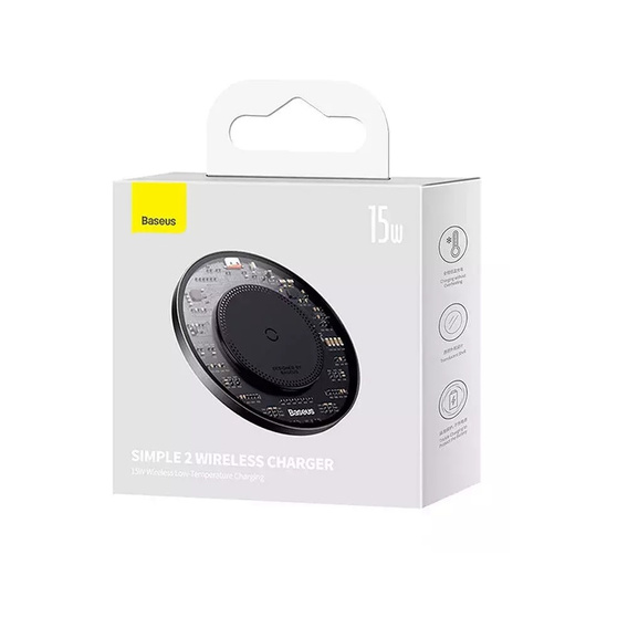 Baseus ładowarka indukcyjna 15 W Simple 2 – Czarna