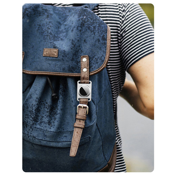 Etui do Apple AirTag 2 / 1, aluminiowe, z karabińczykiem, srebrne