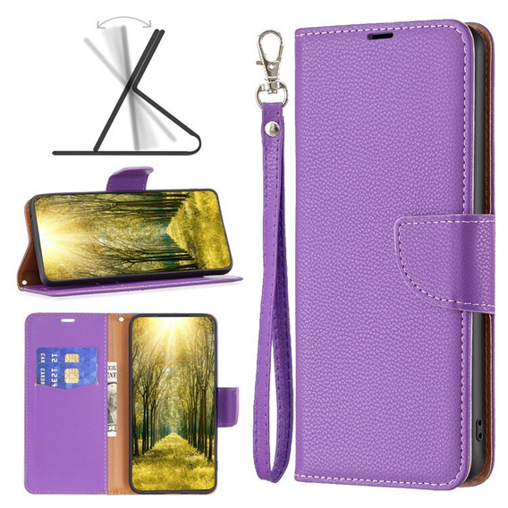 Etui z klapką do Xiaomi Redmi 13C / Poco C65, Wallet Litchi Leather, fioletowe