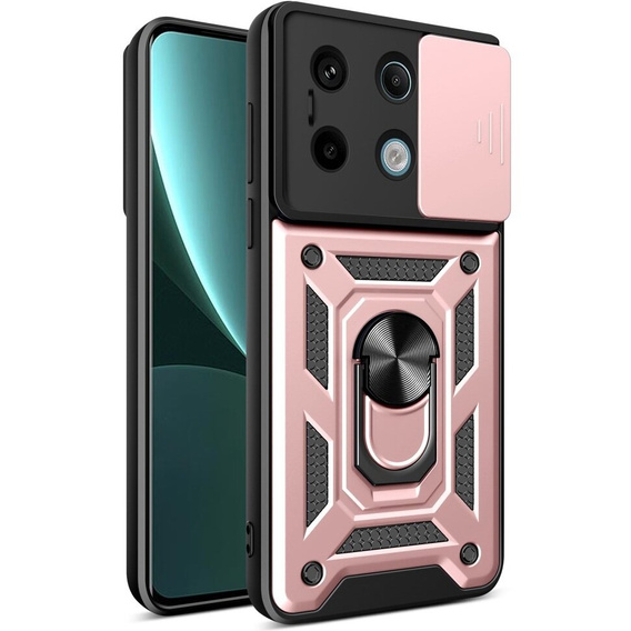 Etui pancerne do Xiaomi Redmi Note 13 Pro 5G, CamShield Slide, różowe