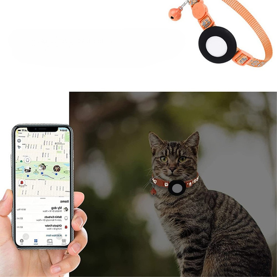 Etui Obroża nylonowa z dzwoneczkiem do Apple AirTag, Pomarańczowa