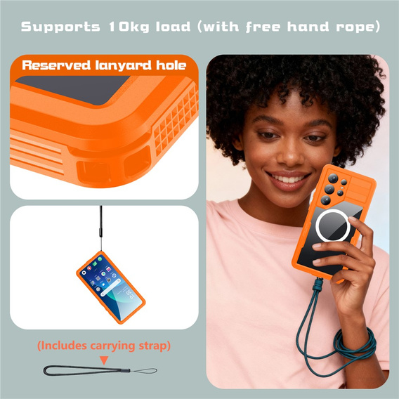 Etui wodoodporne do Samsung Galaxy S26 Ultra, Redpepper, do MagSafe, pomarańczowe