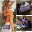 Etui CASEME do Samsung Galaxy S25 FE, RFID Leather Wallet, z paskiem na ramię, fioletowe