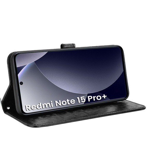 Etui z klapką do Xiaomi Redmi Note 15 Pro Plus 5G / Poco M8 Pro 5G, Wallet Rhombus, czarne
