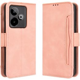 Etui z klapką do Realme GT 7 / 7T, Card Slot, różowe
