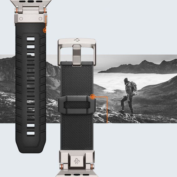 Pasek SPIGEN do Apple Watch 1/2/3/4/5/6/7/8/9/10/11/SE/Ultra 1/2/3 42/44/45/46/49MM, Durapro Armor, Czarny