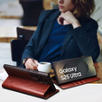 Etui z klapką do Samsung Galaxy S25 Ultra, QIALINO Leather Wallet, ciemnobrązowe