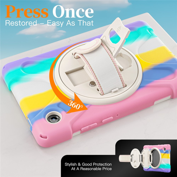 Pancerne etui do Samsung Galaxy Tab A11, z podstawką i paskiem na ramię – wielokolorowe