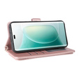Etui z klapką do Honor 400 5G, Crossbody Leather Wallet, różowe