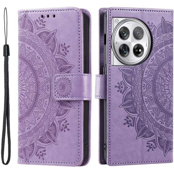 Etui z klapką do OnePlus 12 5G, Mandala, fioletowe