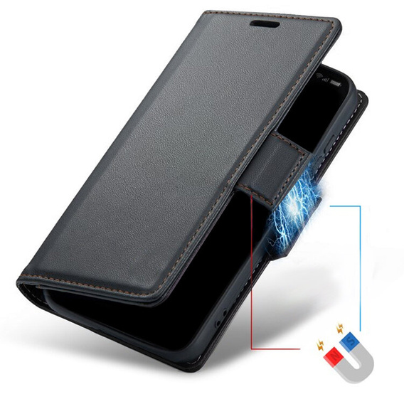 Etui do Xiaomi Poco F7 Ultra, ERBORD Glossy Litchi, portfel z klapką, czarne