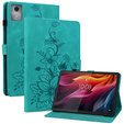 Etui do Lenovo Tab K11 Plus – zielone, z tłoczonym motywem lilii, z kieszeniami na karty
