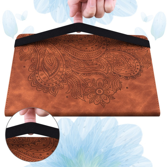 Etui do Xiaomi Redmi Pad SE 11", Flowers, brązowe