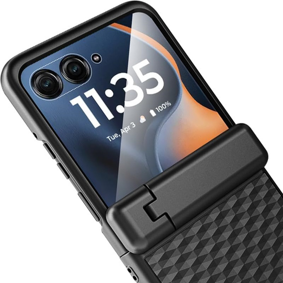 Etui do Motorola Razr 60 Ultra, PC Kickstand Case, ze szkłem, czarne