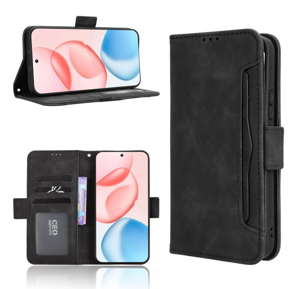 Etui z klapką do Honor 400 5G, Card Slot, czarne