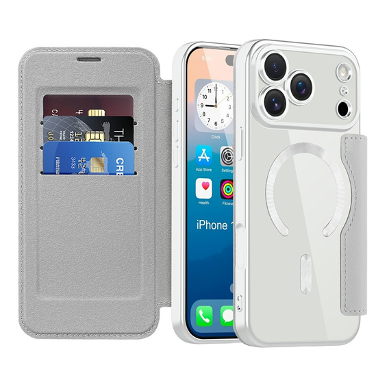 Etui z klapką do iPhone 17 Pro Max, RFID Wallet MagSafe z ochroną aparatu, tytanowe szare
