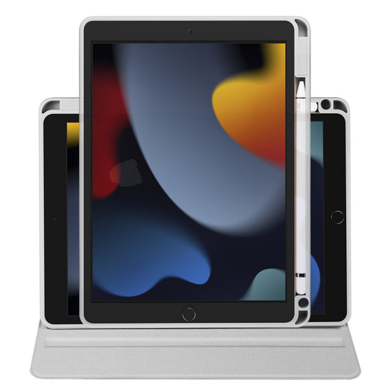 Etui do iPad 10.2" 2021/2020/2019 (9/8/7 gen.), z miejscem na rysik, Obrotowe 360°, Szare