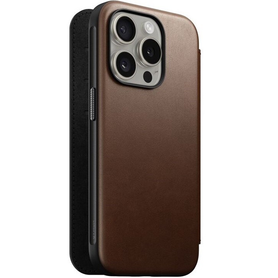 Etui Nomad do iPhone 15 Pro, Modern Leather Folio, brązowe