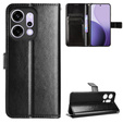 Etui z klapką do Oppo Reno 14, z teksturą Crazy Horse, czarne