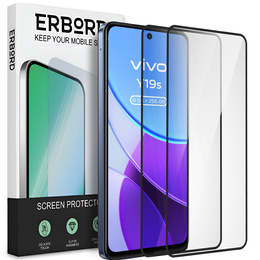 2x Szkło Hartowane do Vivo Y19s, ERBORD 3D pełne, szybka na cały ekran