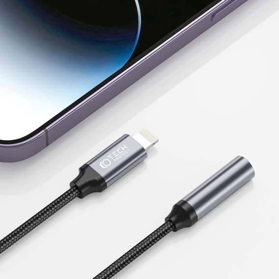  Adapter Lightning - Minijack 3,5mm, Tech Protect, Czarny