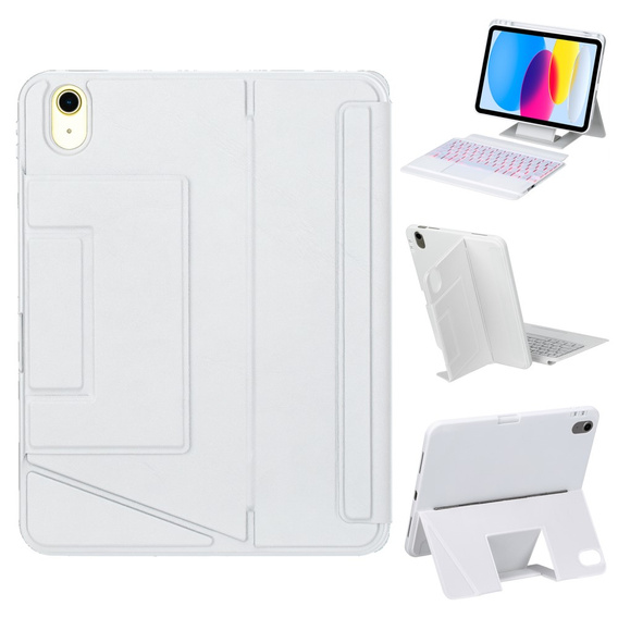 Etui z klawiaturą Bluetooth i touchpadem do iPad 11" 2025 A16 (11 gen.) / iPad 10.9" 2022 (10 gen.) – białe