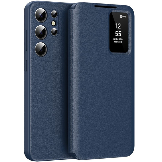 Etui z klapką do Samsung Galaxy S23 Ultra, Smart View Wallet, niebieskie