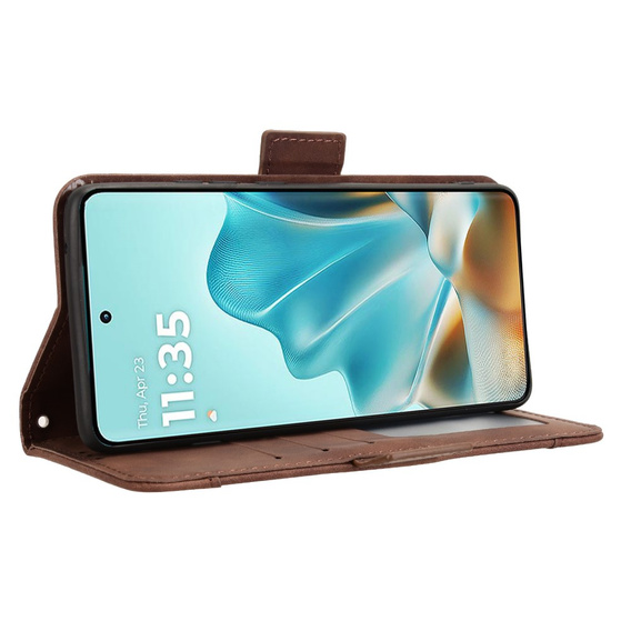 Etui z klapką do Motorola Edge 60 / 60 Fusion, Card Slot, brązowe