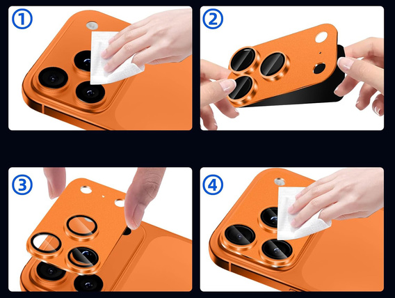 2x Szkło hartowane ERBORD na wyspę aparatów do iPhone 17 Pro Max, pomarańczowe