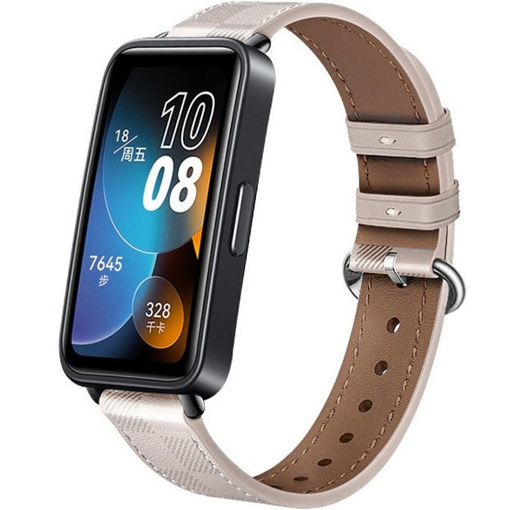 Pasek Skórzany do Huawei Band 8 / Huawei Band 9 / Huawei Band 10, Różowy