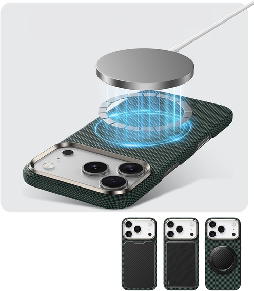Etui BENKS Kevlar do iPhone 17 Pro, Magnetic Armor Tint 1000D 0069, do MagSafe, aktywny przycisk – zielone