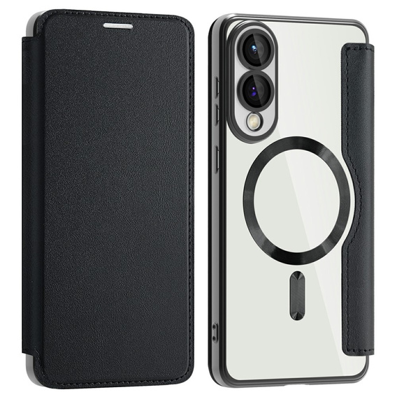 Etui skórzane do Samsung Galaxy S25 Edge – czarne, kompatybilne z MagSafe, z ochroną RFID