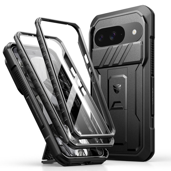 Etui pancerne do Google Pixel 9a, Dexnor Kickstand (Two Frames), czarne