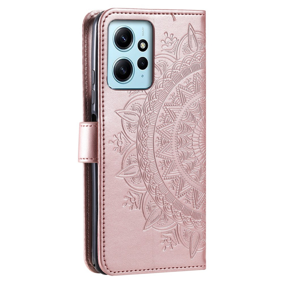 Etui z klapką do Xiaomi Redmi Note 12 4G, Mandala, różowe rose gold