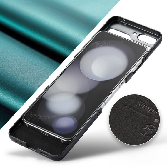 Etui do Samsung Galaxy Z Flip7 FE / Z Flip6, CASEME Litchi Leather, zielone