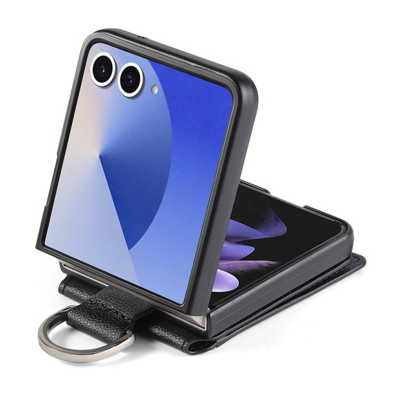 Etui z miejscem na karty i ringiem do Samsung Galaxy Z Flip7 – czarne