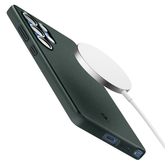 Etui Spigen do Samsung Galaxy S25 Ultra, Thin Fit Mag, zielone + Szkło hartowane 9H