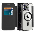 Etui z klapką do iPhone 12 Pro Max, RFID Wallet MagSafe z ochroną aparatu, czarne