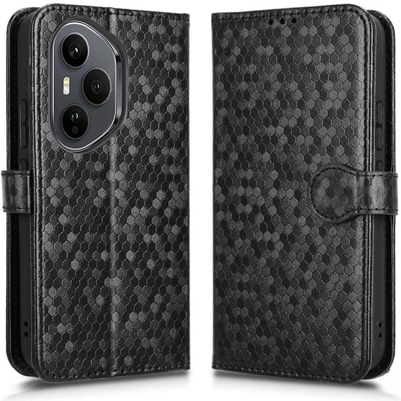 Etui z klapką do Honor 400 Pro 5G, Wallet Rhombus, czarne