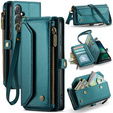 Etui CASEME do Samsung Galaxy S25 FE, RFID Leather Wallet, z paskiem na ramię, zielone
