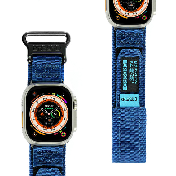 Pasek Nylonowy ERBORD MP84 do Apple Watch 1/2/3/4/5/6/7/8/9/10/11/SE Ultra 1/2/3 42/44/45/46/49mm, Niebieski
