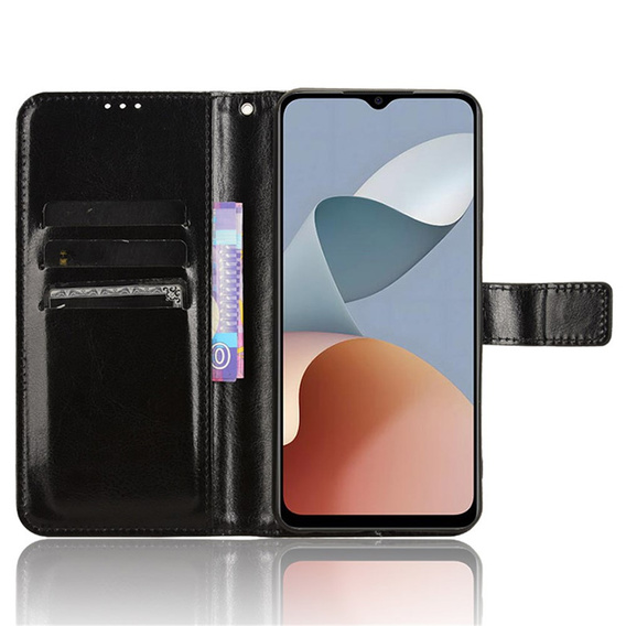 Etui z klapką do ZTE Blade A34, Crazy Horse Wallet, czarne