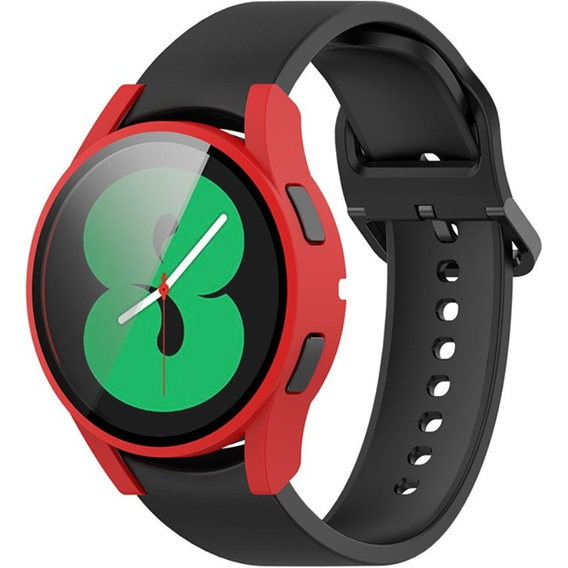 2w1 Etui + Szkło Hartowane do Samsung Galaxy Watch 4 44mm, Czerwone