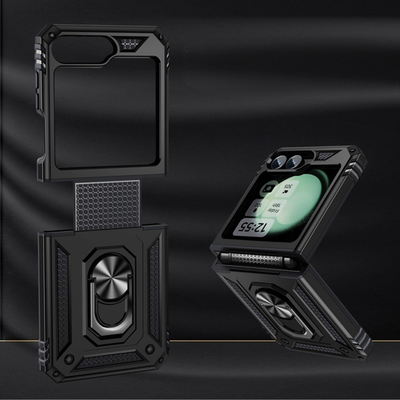 Etui pancerne do Samsung Galaxy Z Flip7 FE / Z Flip6, Nox Case Ring, czarne