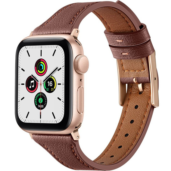 Pasek Skórzany do Apple Watch 1/2/3/4/5/6/7/8/9/10/11/SE Ultra 1/2/3 42/44/45/46/49mm, Brązowy