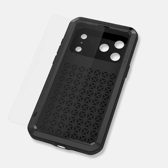 Etui Love Mei do iPhone 17, pancerne ze szkłem, czarne