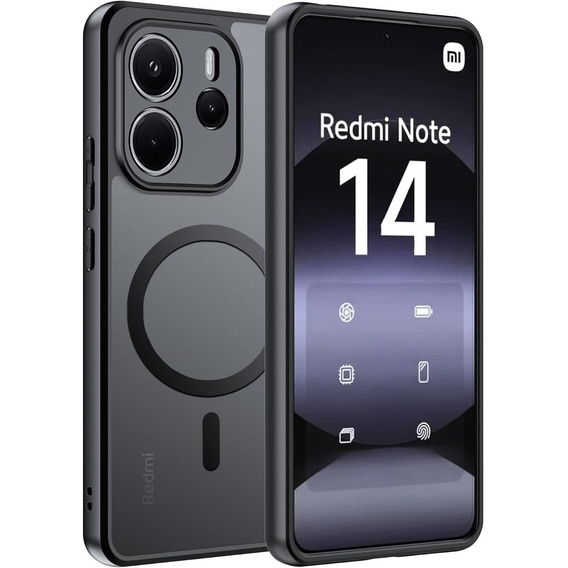 Etui do Xiaomi Redmi Note 14 4G, do MagSafe, ERBORD Matt Case, czarny + Szkło na ekran