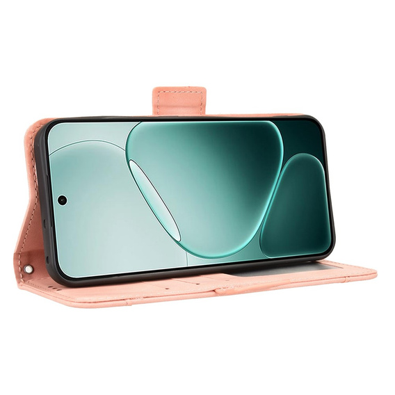 Etui z klapką do Oppo A6 Pro 5G, Card Slot, różowe