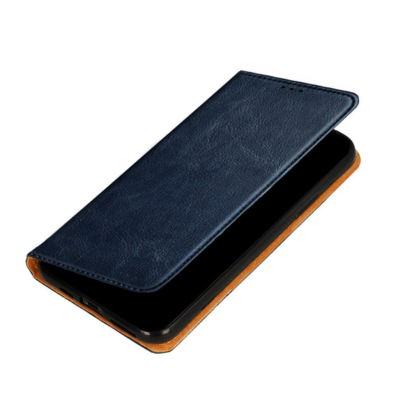 Etui do Samsung Galaxy A54 5G, skórzane book case, granatowe + szkło 9H
